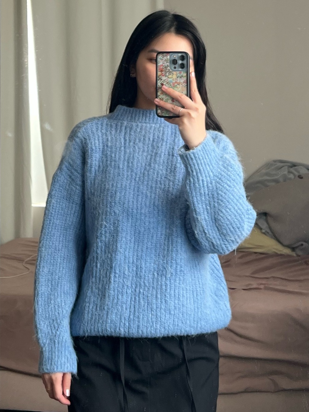 baby blue crewneck sweater